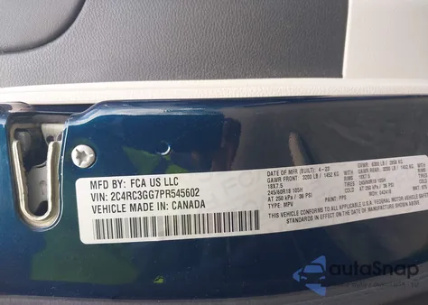 2023 Chrysler Pacifica Limited Awd from USA, damaged, VIN 2C4RC3GG7PR545602